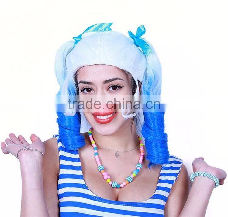 New Fashion Stylish Women Long Full Curly Cosplay Accessories Colorful Fantasy Women Party Halloween Wigs