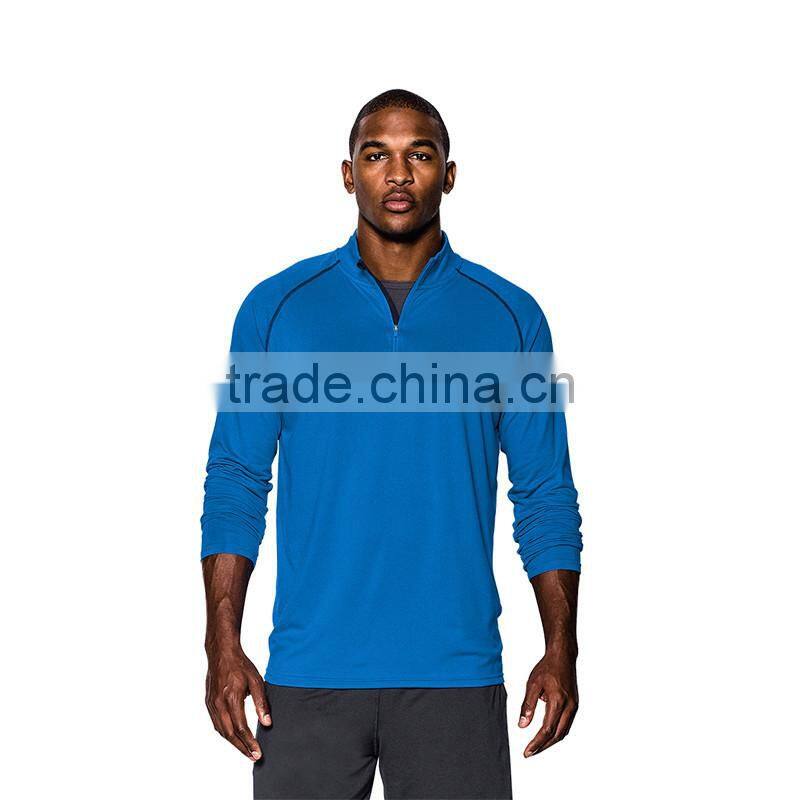 Sports apparel 1/4 zipper 100%polyester long sleeve dry fit shirts half zip shirts quick dry gym wear