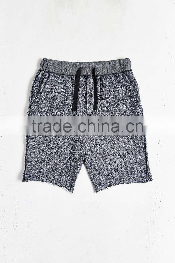 Pure color mens cutoff knit board shorts for sale