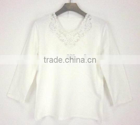 cheap women sweater 100% cotton sweater crochet V neck jumper sweater