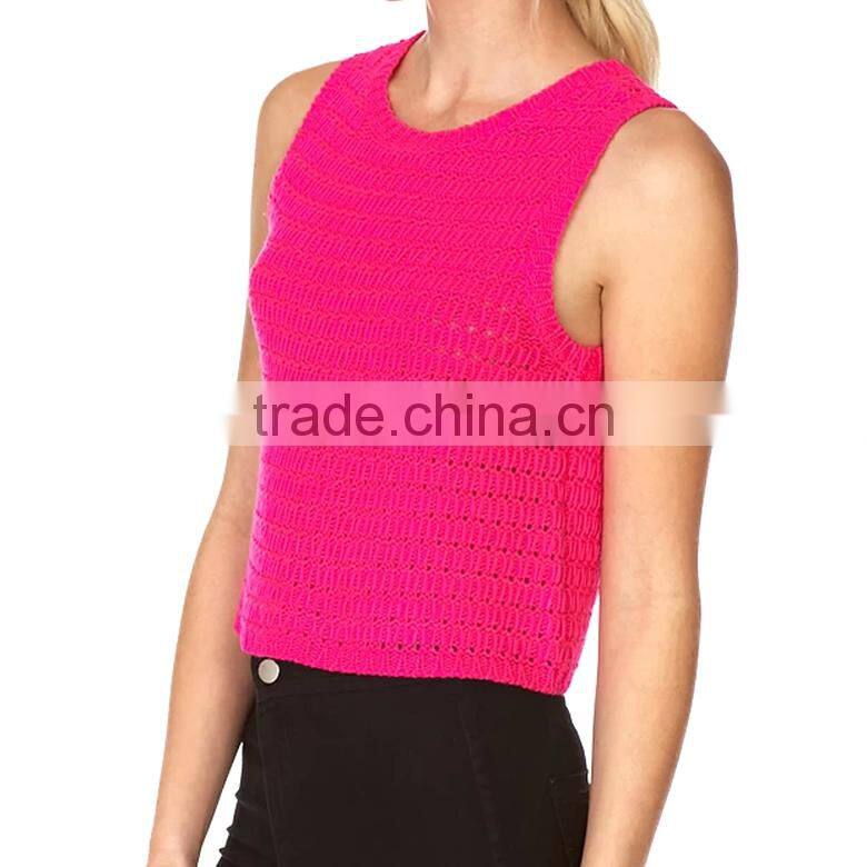 pink tank top acrylic sleeveless ladies vest for summer