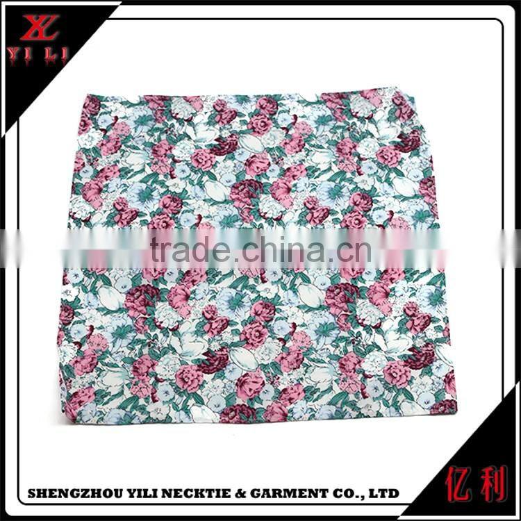 Gift woven cotton printed mini flower christmas handkerchiefs