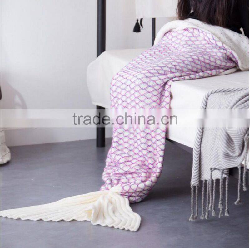 2017 NEW girl Beautiful striped knitted Mermaid Sofa Tail blanket