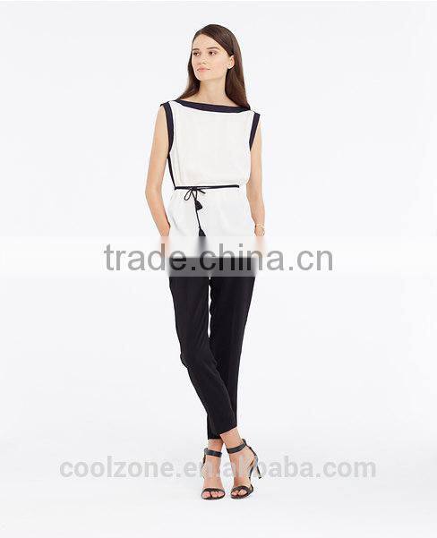 New arrival hot selling sleeveless high neck models chiffon blouse