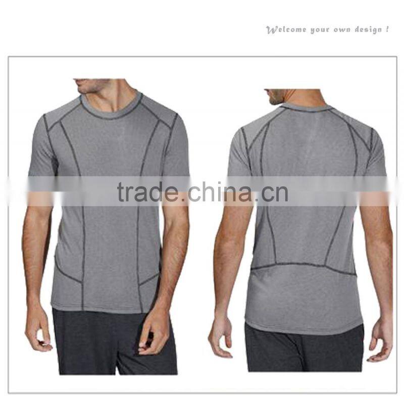 High Quality Short Sleeve Muscle Fitted Gym T-Shirt OEM Design Round Neck