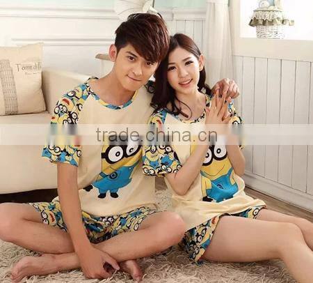 2015 wholesale summer cute couple pajamas