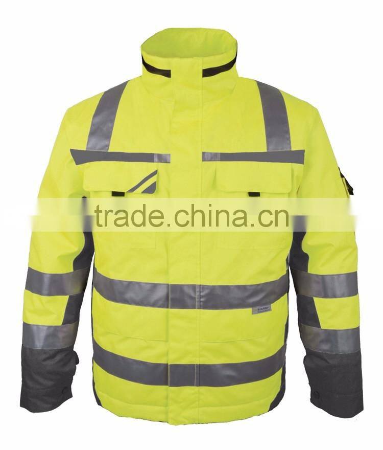 Safety 300D oxford parka hi vi bomber jacket protective clothing