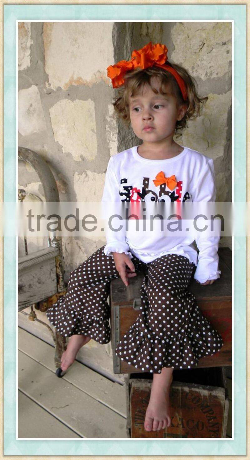 turkey embroidered top matching polka dots ruffle pants sets boutique girl clothing outfits thanksgiving outfits kids