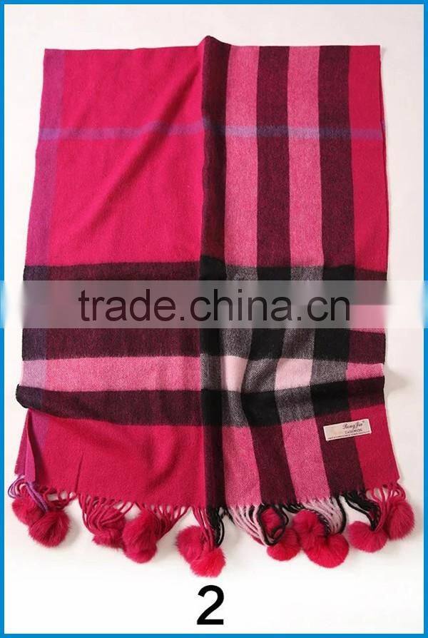 Sexy women's winter fashion checked wool pashmina shawl
