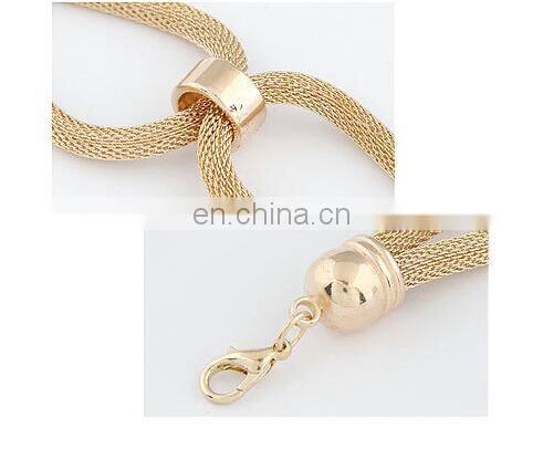 Fashion Women's Braided Gold Mesh Chain Bracelet