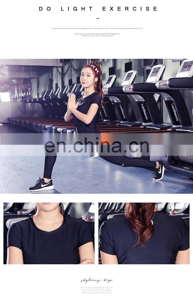 2017 new design fashion slim fit gym fitness blank dry fit women t shirt