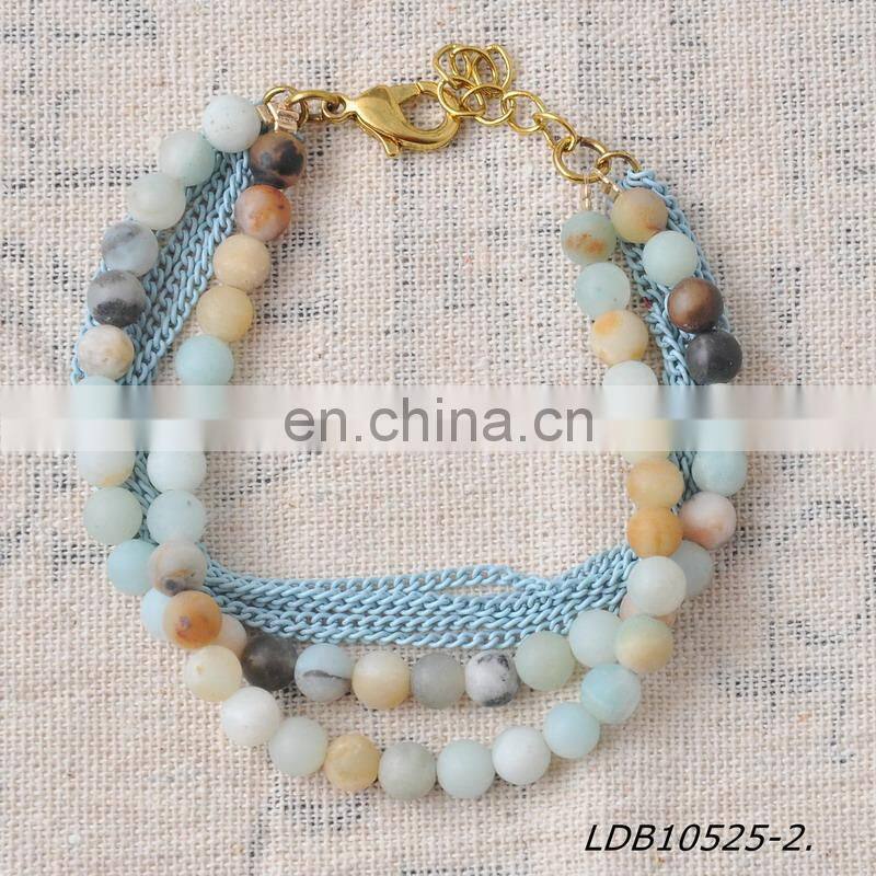 Sequin green agate chip stretch bracelet