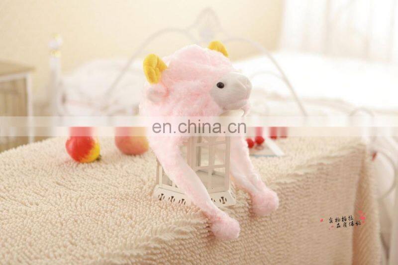lovely plush animal design head hat white rabbit plush winter hat for kids with long ears