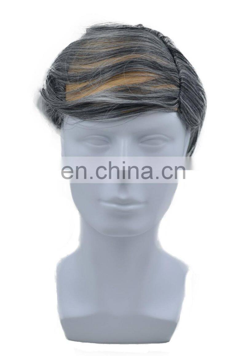 MCW-2354 New 2017 fashion synthetic wig black short straight man hair wig fancy dress costume wig
