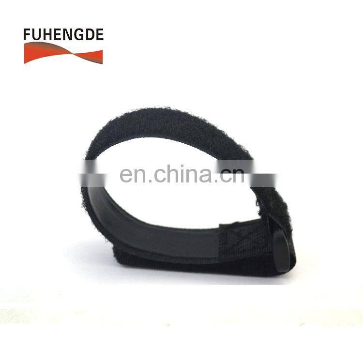 Plastic buckle elastic hook and loop strap with silicon rubber