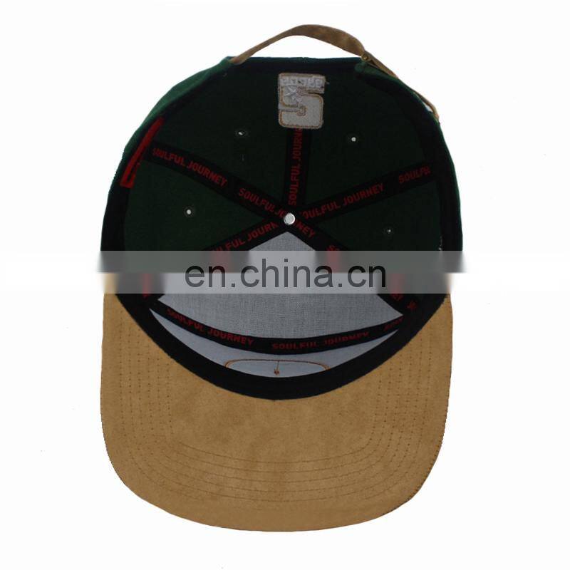 Suede and cotton fabric contrast color custom snapback caps