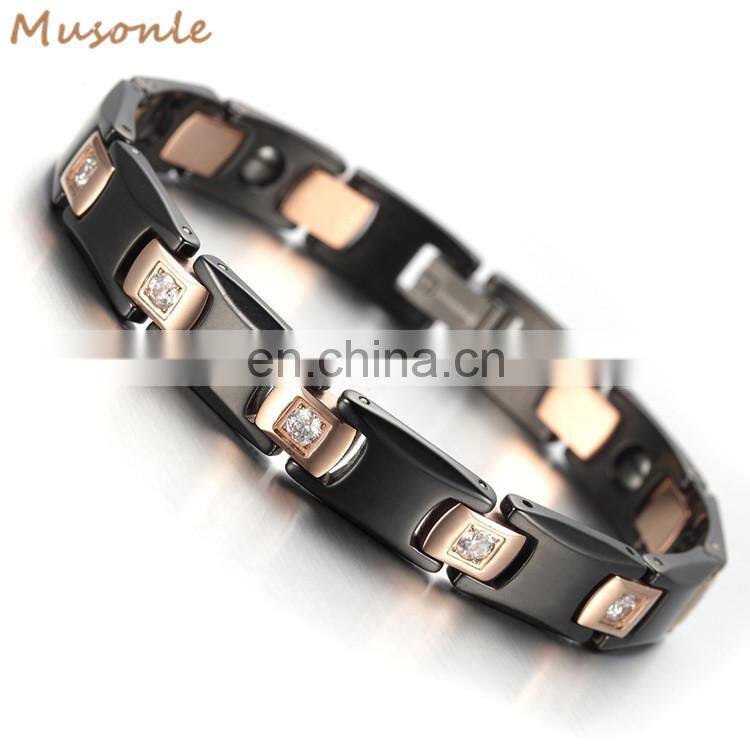 Ceramics Magnetic Energy Therapy Men's link wrist bracelet bio tungsten magnetic bracelet