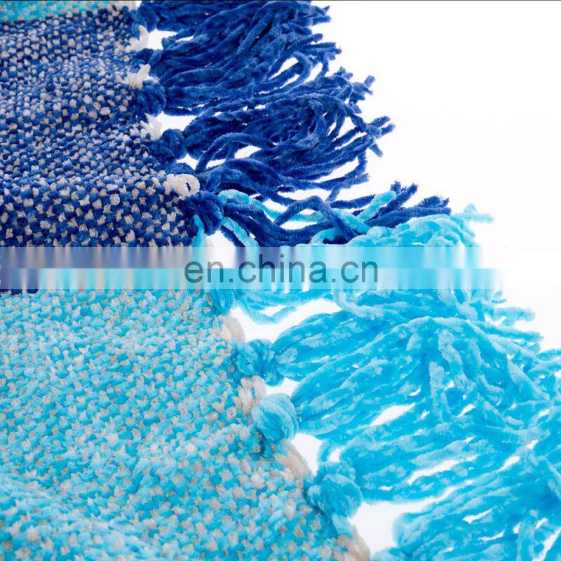 Fashion Soft Ombre Blue 100%Polyester 50''x60'' Throw Blanket With Tassels