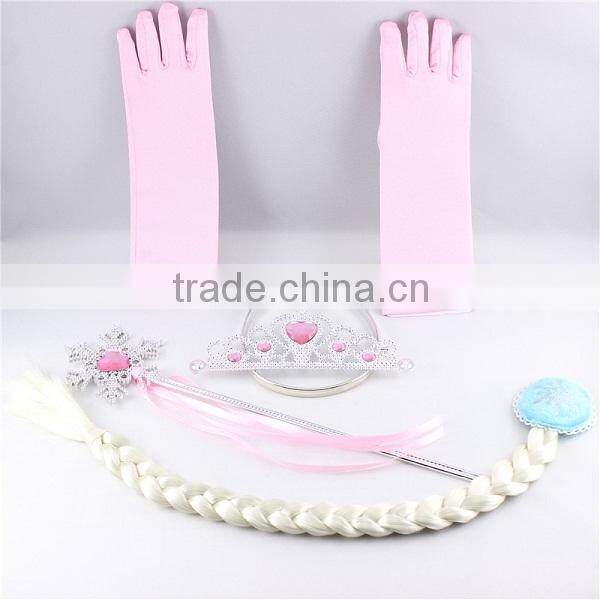 Queen Elsa Princess Anna Magic Wand + Rhinestone Tiaras + Hair Crown + Glove Girl Gift SET SU041