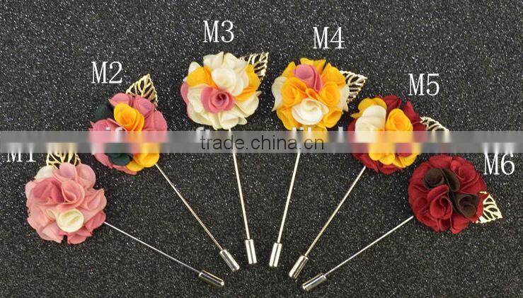 Men Suit Floral Lapel Pin of Brooches Fabric Floral Men Wedding Brooch Bouquet