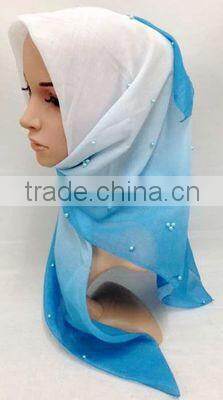 S872 newest voile hijab 100*100cm pearl muslim square scarf head