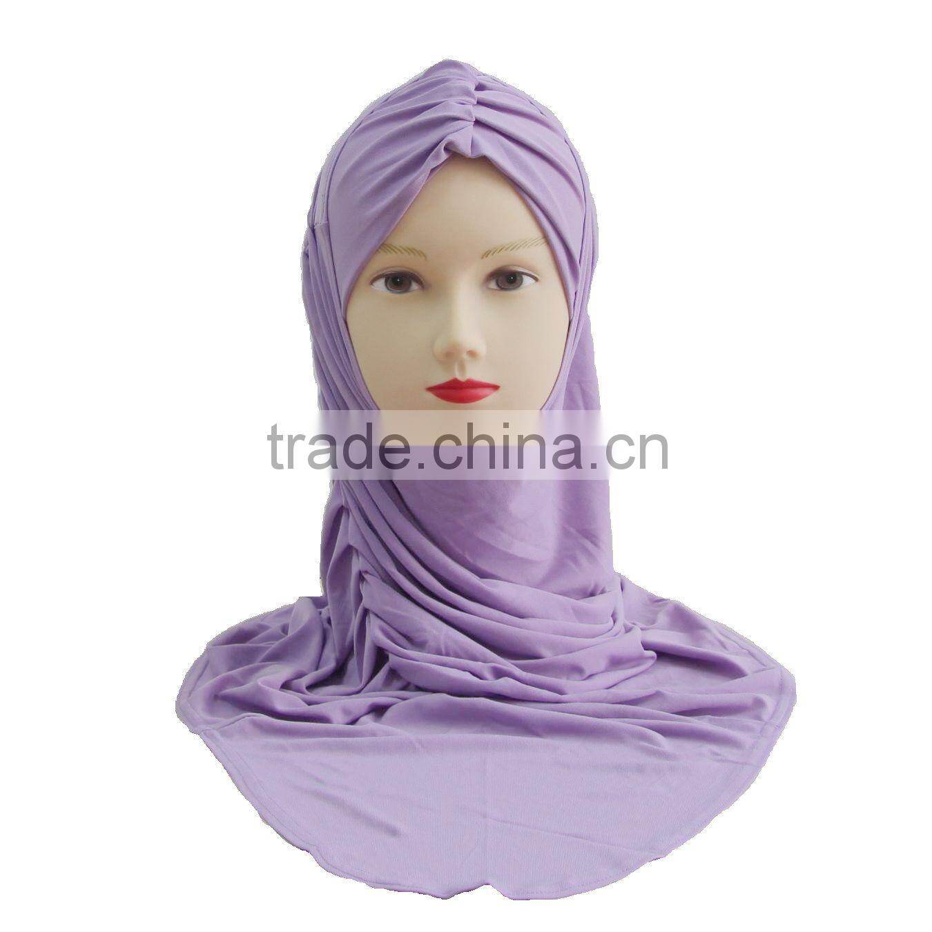 A239 Newest design solid color ruffle Lycra TWO Pieces HIJAB