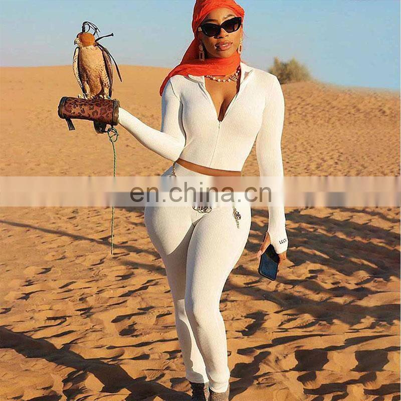 Manufacturer wholesale women's spring and summer new cardigan jacket + folded pants sexy slim 2-piece suit