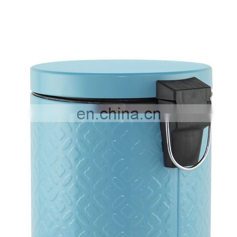 Embossing blue metal trash bin/waste bin advertising trash can