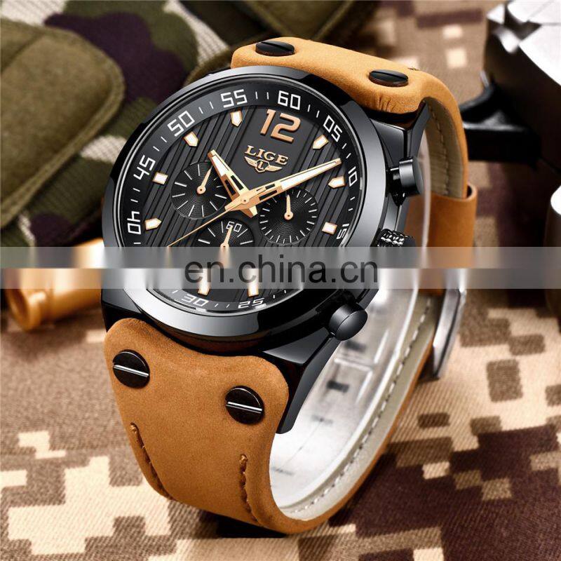 LIGE 9890 New Fashion Sport Mens Watches Luxury Brand Chronograph Men Watch Waterproof Multifunction Quartz Male Wristwatch