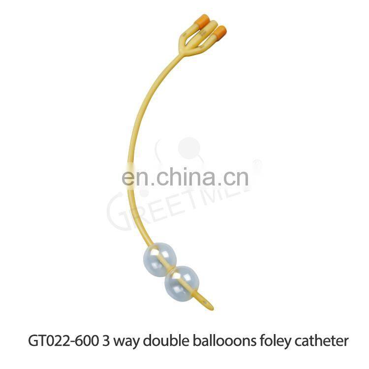 Custom made 3 4 way double balloon latex foley catheter