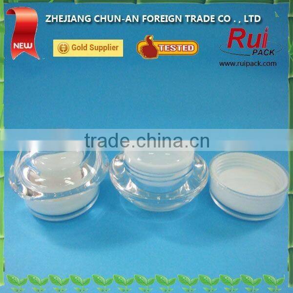 Good-looking cosmetic acrylic jar container with hand lid / luxury empty double layer jar container for personal care cream jar