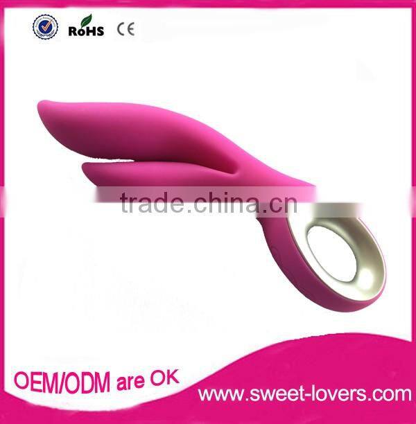 2016 New design usb rechargeable full silicone rabbit vibrator Heat function, girl sex av massager sex toys