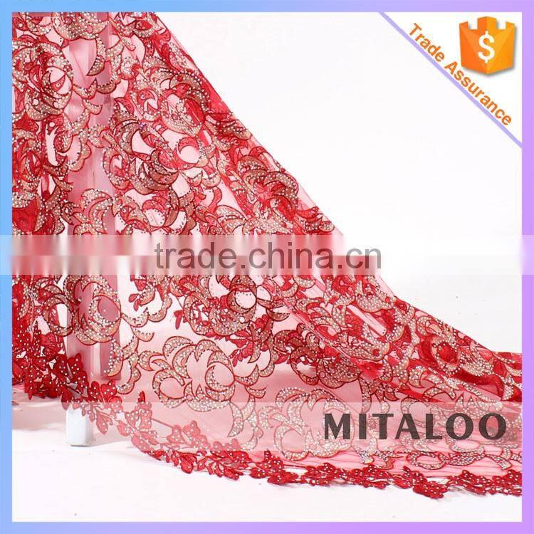 Mitaloo MFL1116 Good Designs Lace With Stones Lace Fabric Net Swiss Lace Fabric