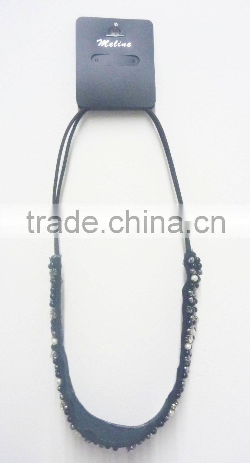 FASHION FABRIC HAND SEWN BEADED RHINESTONE HEAD BAND