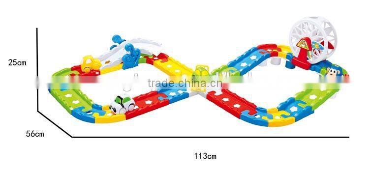 Funny electric education kids track cars toy