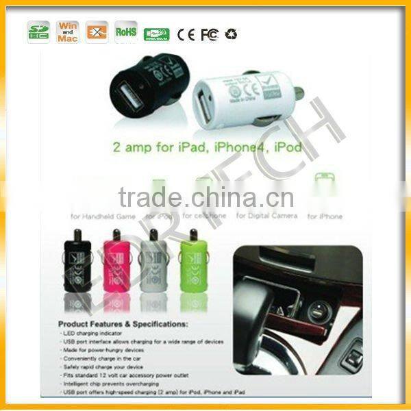5V 500mA min usb car charger with 1 usb port