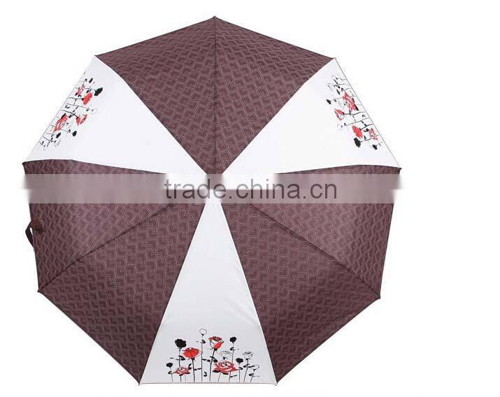 21"x 8k 190T Pongee 3 Fold Auto Open Umbrella