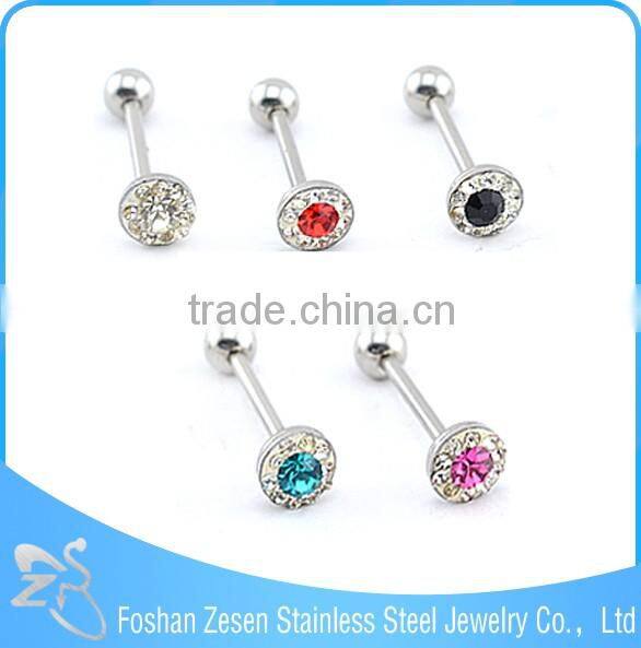 2016 Surgical Steel Crystal Ball Gauge Unique Tongue Ring