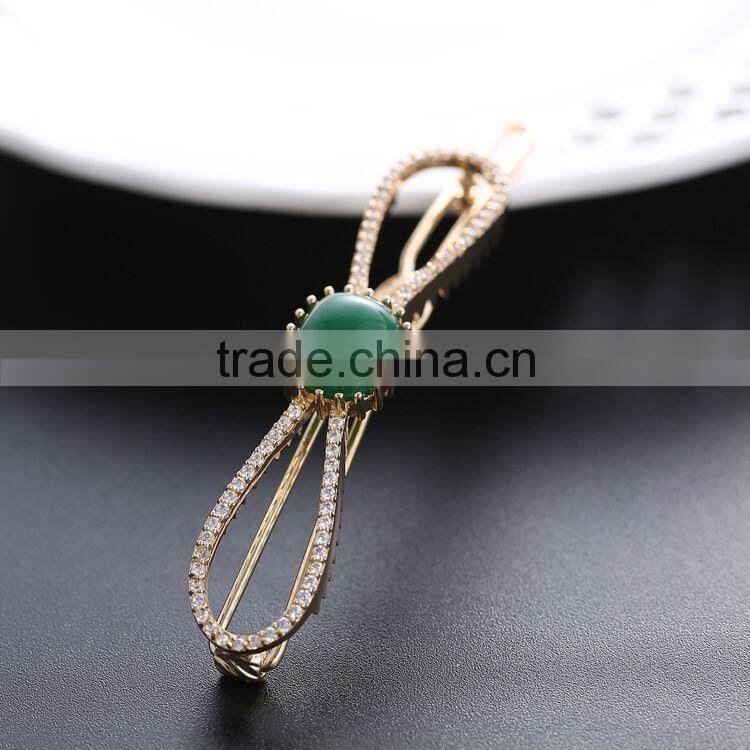 Neoglory Accessories Beautiful Green and Blue Zircon Crystal Vertical Clip Hair Pin