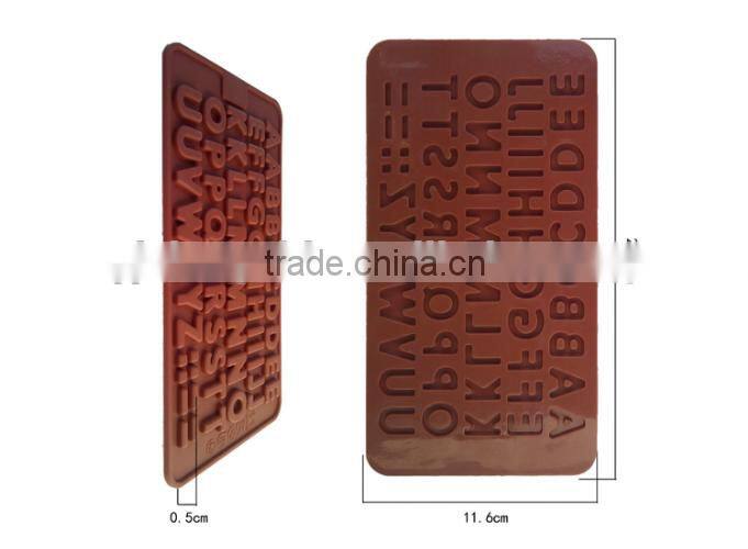 2016 Hot sale food grade FDA and LFGB 26 letter shape silicone chocolate mould and ice cube tray