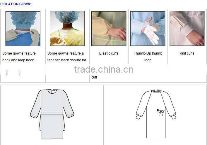 Nonwoven Ultrasonic Seam Poly Coated Standard AAMI Level 3 Isolation Gown