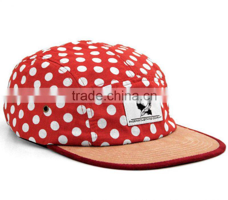 Fashionalbe custom 5 panel superme hat with leather strap