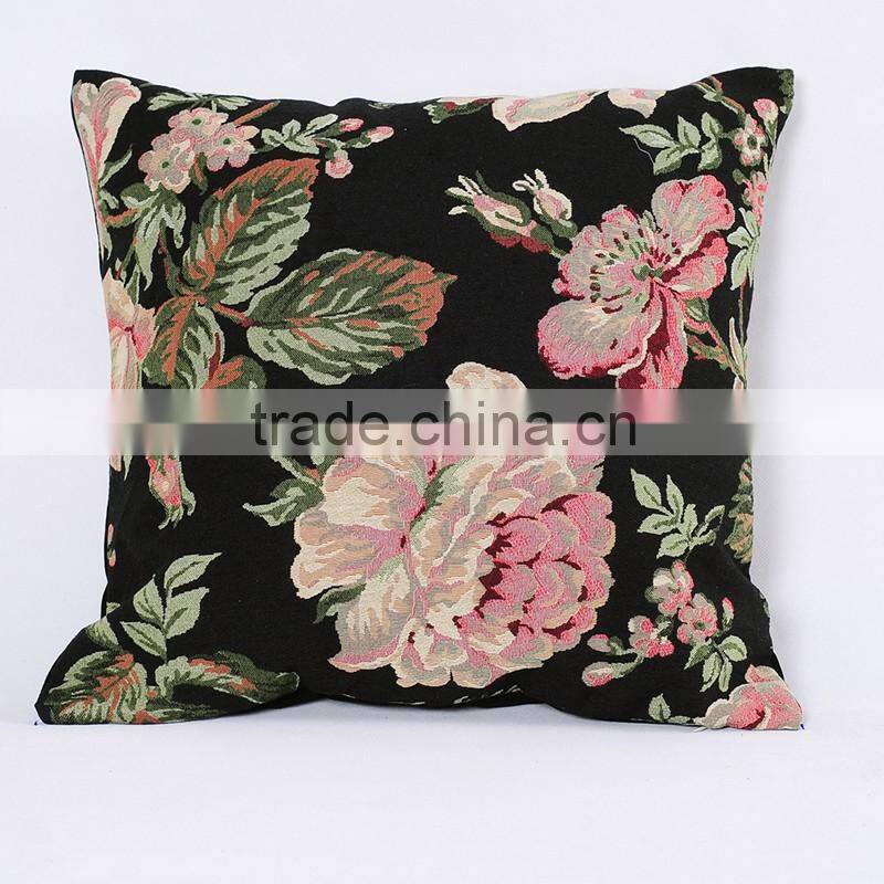 2016 hotesale 100% cotton wholesale printed style fancy flower cushion