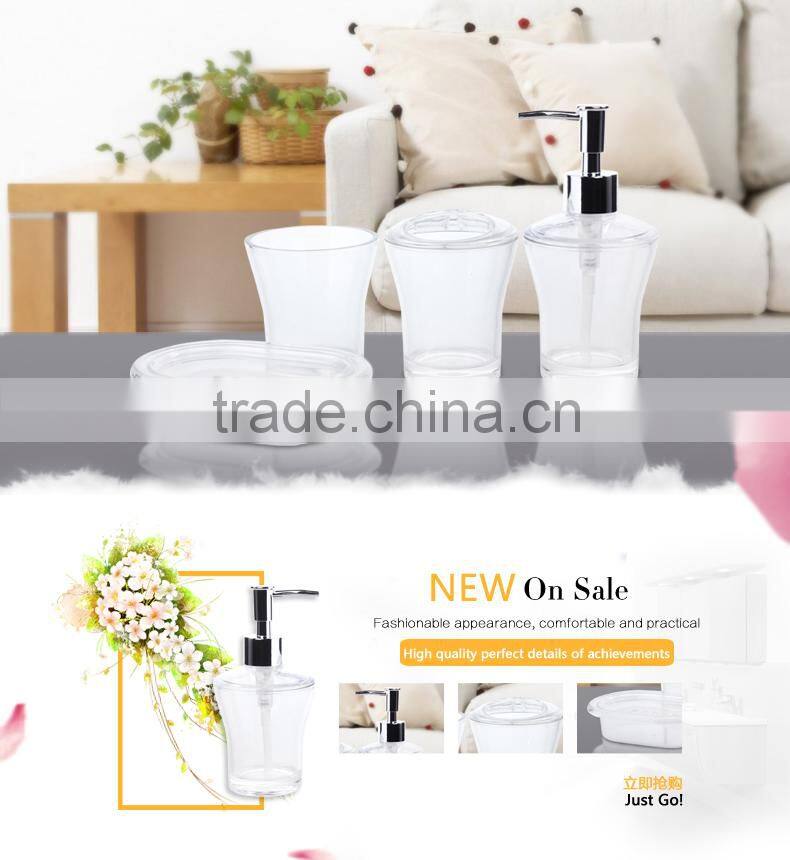 Fashion double wall transparent resin bathroom set