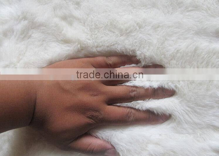 Natural white color factory supply 100% rex rabbit fur plate for garments