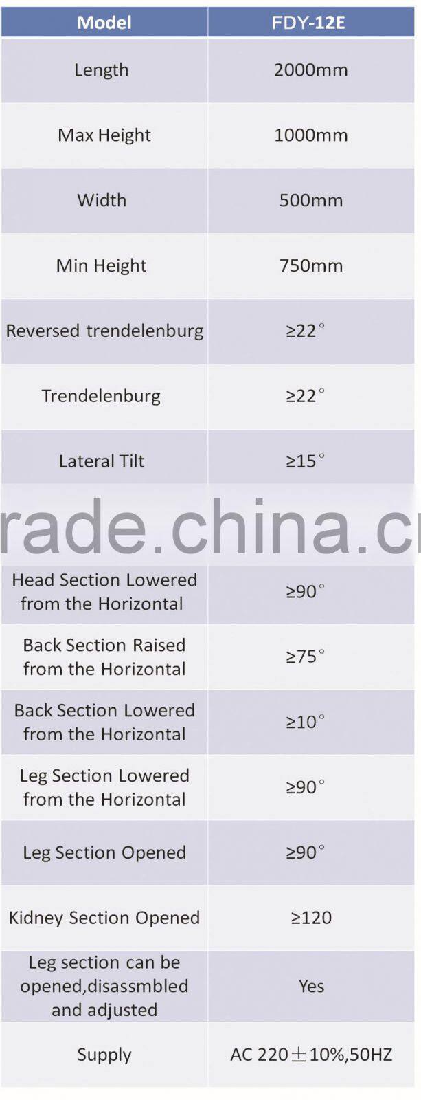Types medical supplies electric hydraulic operating table with touch screen