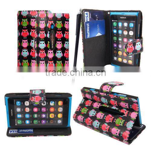 For Nokia lumia 800 stylish book side card holder wallet flip case cover