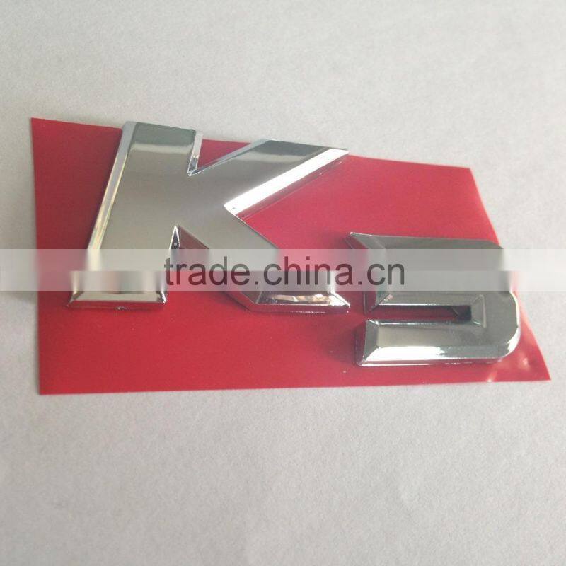 Hot sales 3D outdoors ABS plastic chrome plated self-adhesive K3 car emblem