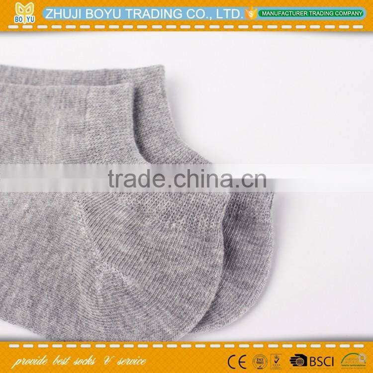 BY-160404 Hot sale men plain ankle cotton sport socks colored heel and toe custom