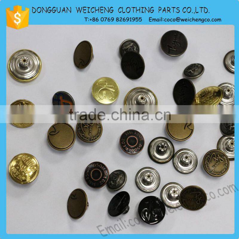 20mm metal Rhinestone jean button metal shank /Fashion garment custom made metal jeans button